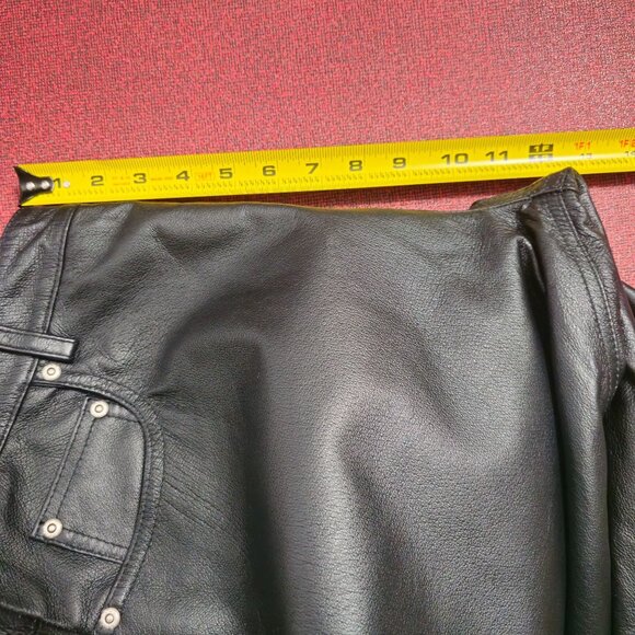 Vintage 90s Newport News Jeanology Black Leather Pants 14 Baddie Deadstock NWT - Picture 7 of 10